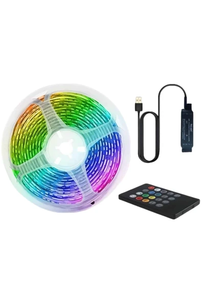 RGB Şerit Led 10 Metre Led Işık Kumanda ile Kontrol RGB - Resim 3