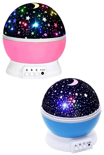 Yıldız Görünümlü Gece Lambası Renkli Masa Lambası Gökyüzü Projeksiyon - Resim 5