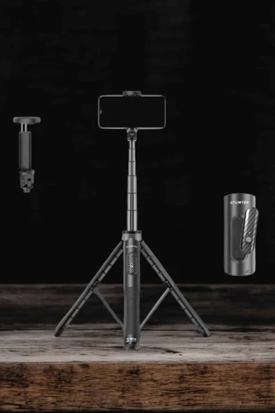 Tripod Kablosuz Bluetooth Bağlantılı Selfie Çubuğu 360 Derece Dönebilen - Resim 5