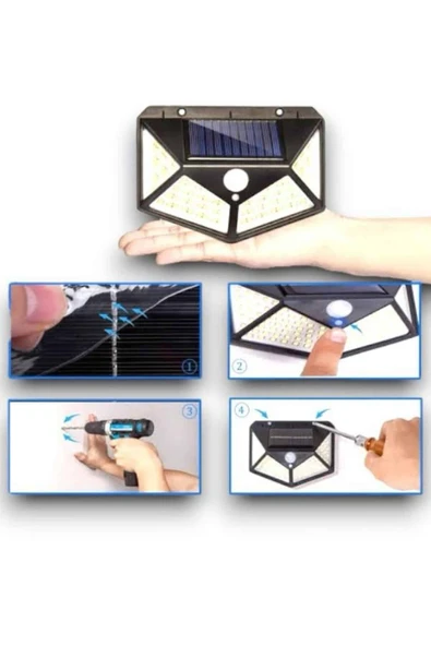 Güneş Enerjili Bahçe Lambası 100 Led Bahçe Lambası Bahçe Aydınlatma - Resim 3