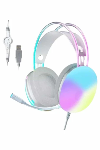 RGB Işıklı Yüksek Ses Kaliteli Kablosuz Kulak Üstü Bluetooth Kulaklık - Resim 3