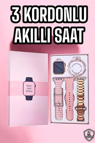 Akıllı Saat Amoled Ekran 3 Kordonlu Aksesuar Hediyeli Sesli Görüşme ürün görseli 1