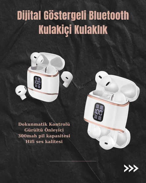 Dijital Göstergeli Bluetooth Kulakiçi Kulaklık – 4’lü Paket, Gürültü Engellemeli ürün görseli 1