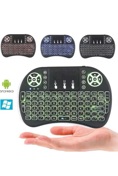 Işıklı Kablosuz Mini Klavye ve Dokunmatik Mouse Seti Türkçe Kablosuz - Resim 3