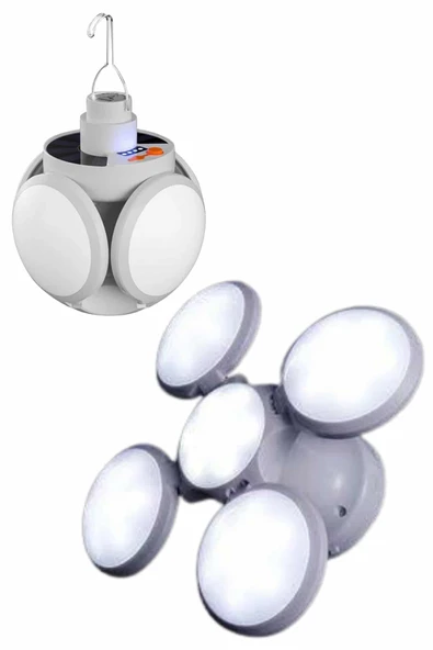 Kamp Lambası Güneş Enerjili Solar 5 Kanatlı Katlanır Lamba Karavan - Resim 3