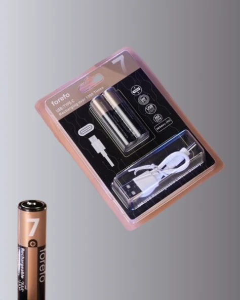 Hızlı Şarj Teknolojili USB Şarjlı AAA Pil – 40 Dakikada Tam Şarj ürün görseli 1