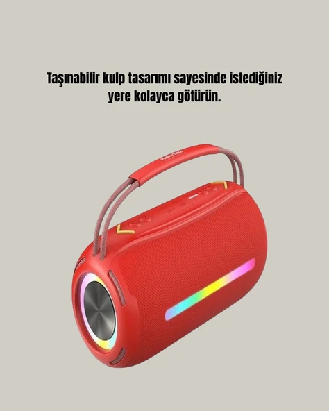 IPX6 Su Geçirmez RGB LED Işıklı Taşınabilir Bluetooth Hoparlör 2400 mAh - Resim 4