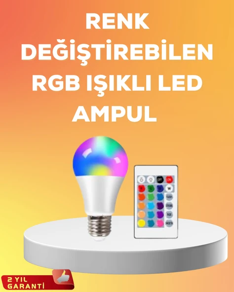 RGB Uzaktan Kumandalı LED Ampul 16 Renk A Kalite 2025 Model Orijinal ürün görseli 1