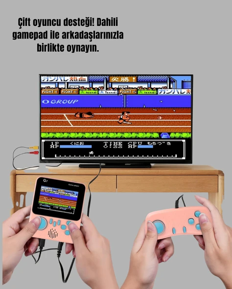 TV Bağlantılı Çift Oyunculu Şarjlı Retro Gamepad Seti - Resim 4