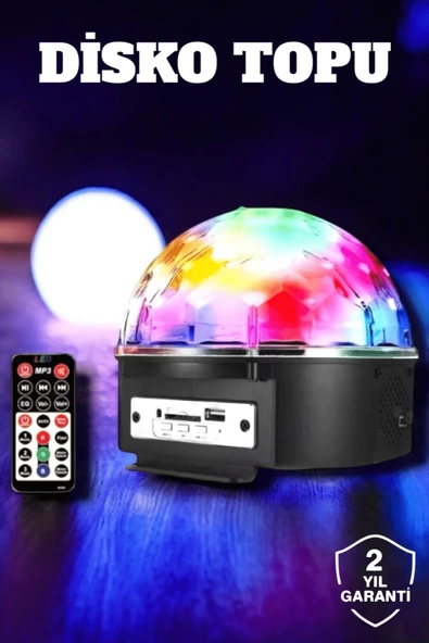 Bluetooth ve Uzaktan Kumandalı Çok Renkli Masaüstü Disko Topu ürün görseli 1