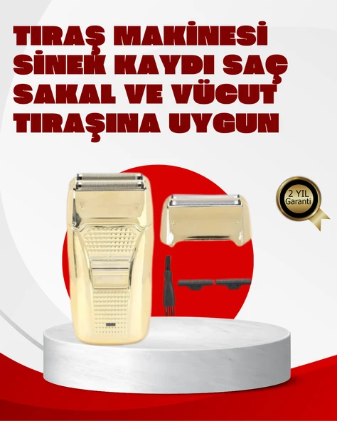 Erkek Saç Sakal Tıraş Makinesi Kablolu Altın Renk Dayanıklı ürün görseli 1