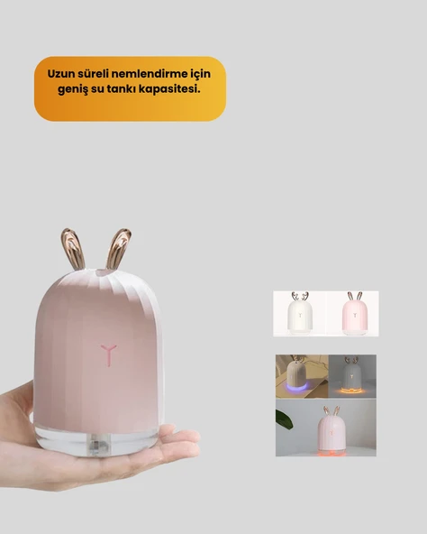 Tavşan Kulak Tasarımlı 200 ml USB Aroma Difüzör ve Hava Nemlendirici - Resim 4