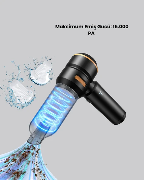 Araç İçi Derinlemesine Temizlik İçin Kompakt ve Ergonomik El Süpürgesi - Resim 3