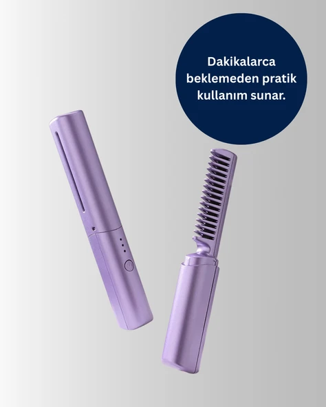 Isıtmalı Saç Düzleştirici Fırça – Kablosuz ve Hafif Tasarım - Resim 3
