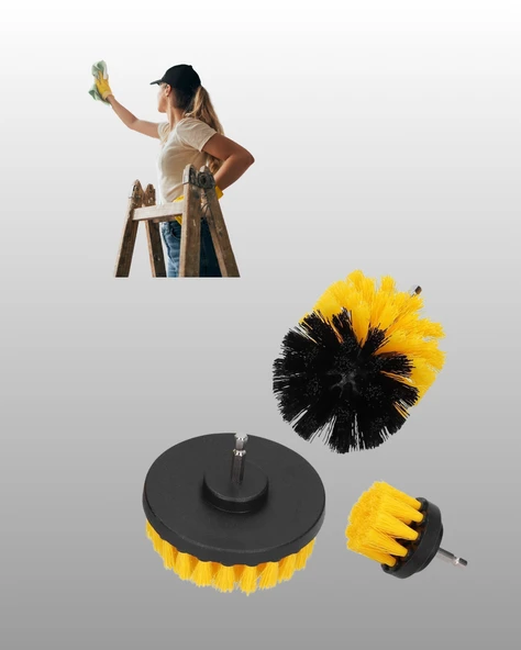 Matkap Ucu Fırça Seti Halı Fayans Zemin Temizliği - Resim 3