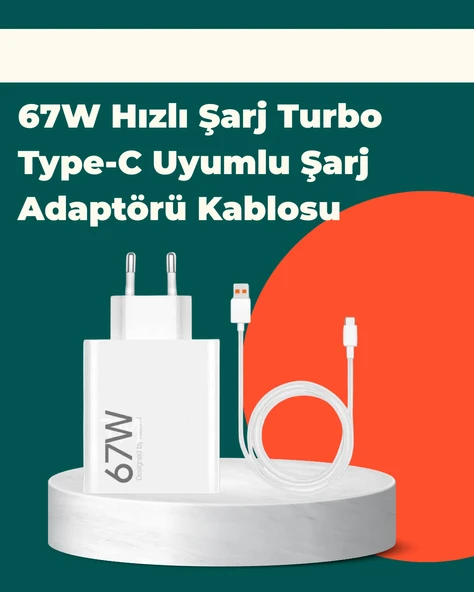 Güvenli ve Hızlı Şarj İçin 67W Turbo Adaptör Type-C Kablo ile ürün görseli 1