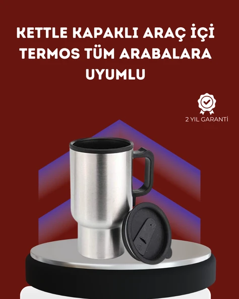 12V Çakmak Girişli Araç İçi Isıtıcı Paslanmaz Çelik Bardak ürün görseli 1