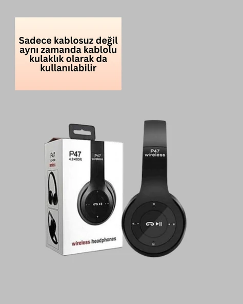 Bluetooth 5.0 Kablosuz Kulak Üstü Kulaklık | Stereo Ses ve Katlanabilir Tasarım - Resim 3