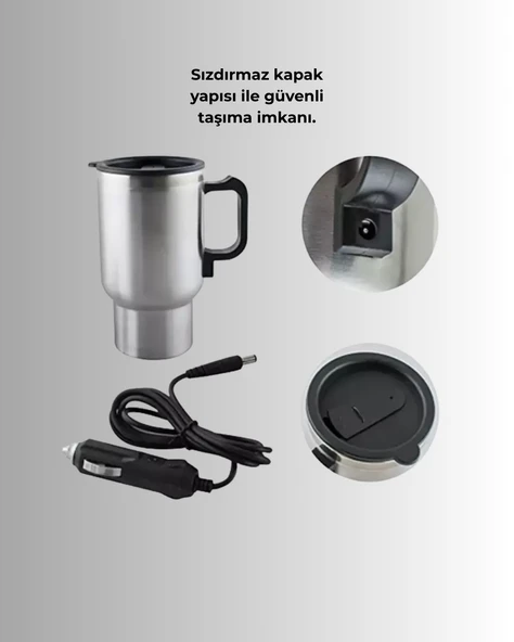 Seyahat Tipi Araç Çakmaklı Isıtıcı Çelik Termos Bardak - Resim 4