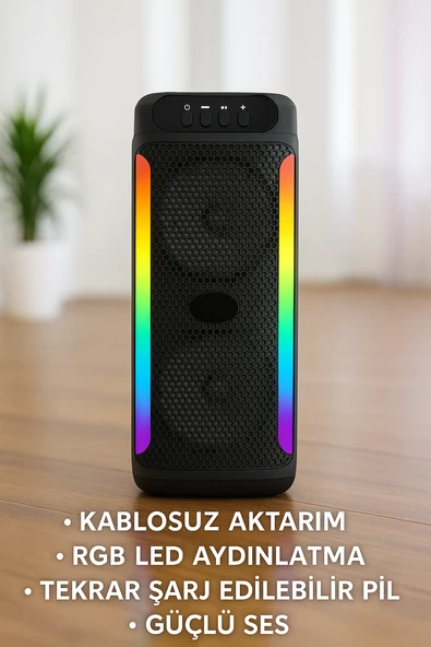 Taşınabilir Şarjlı Hoparlör USB, SD Kart, AUX Girişli - Resim 3