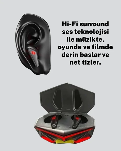 Kablosuz Bluetooth 5.0 Metal Kasa Gaming Kulaklık - Resim 3