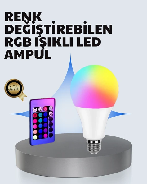 A Kalite 2025 RGB LED Ampul Uzaktan Kumandalı 16 Renkli Lamba ürün görseli 1