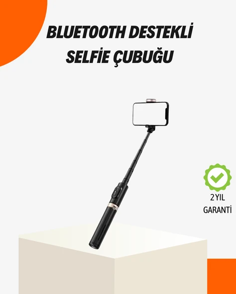 Bluetooth’lu Işıklı Selfie Çubuğu – Katlanabilir, 130 cm ürün görseli 1