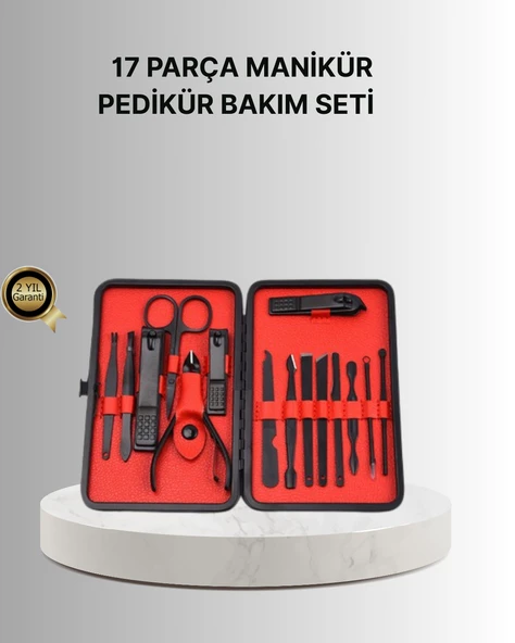 Şık Kutu Tasarımlı 17 Parça Manikür Pedikür Seti Dayanıklı ve Hijyenik ürün görseli 1