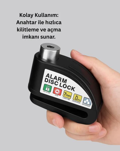 Disk Fren Kilidi Alarmlı Anti Hırsızlık Motosiklet Scooter Bisiklet - Resim 2