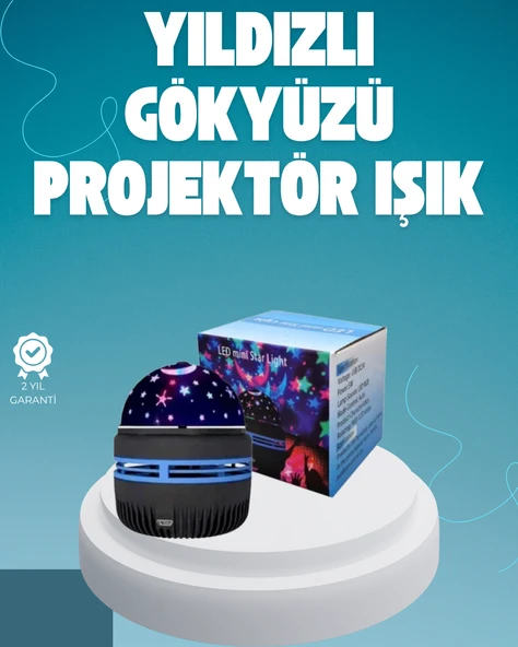 Döner Galaxy Projektör Gece Lambası – Ay ve Yıldız Işıklı Atmosfer Lamba, USB Bağlantılı ürün görseli 1