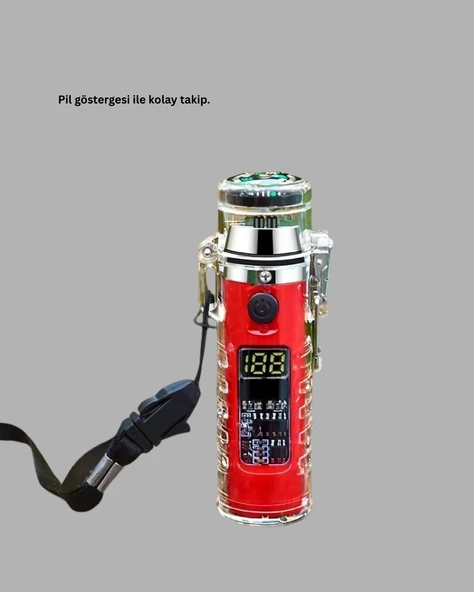Çok Fonksiyonlu Şarjlı LED Fenerli USB Çakmak - Resim 4