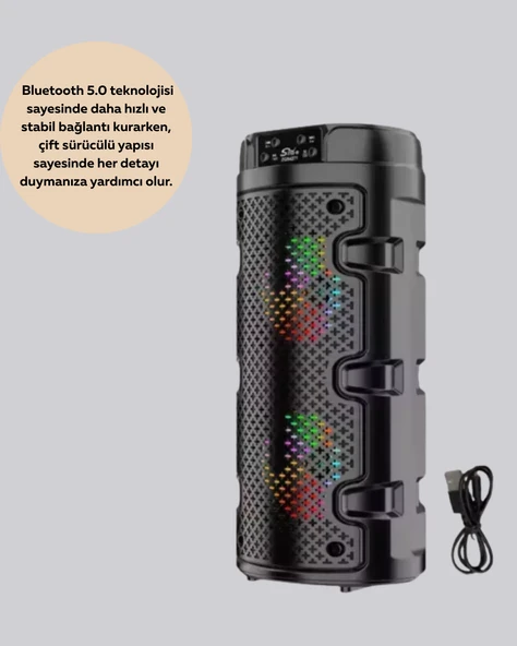 Bluetooth 5.0 Destekli Yüksek Ses Kaliteli Hoparlör - Resim 4