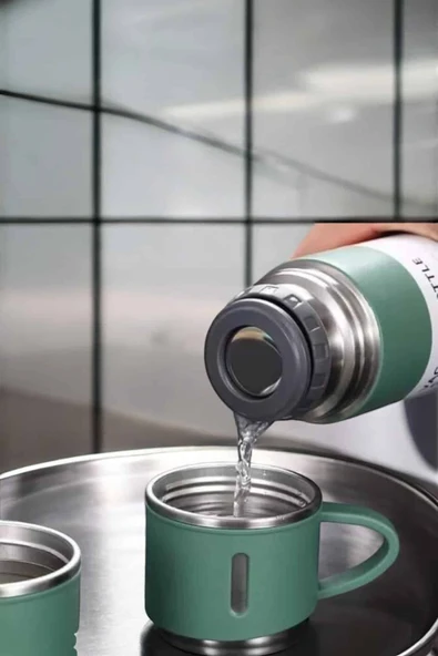 Paslanmaz Çelik 3’lü Termos Seti Vakumlu ve 8 Saat Isı Koruma - Resim 4