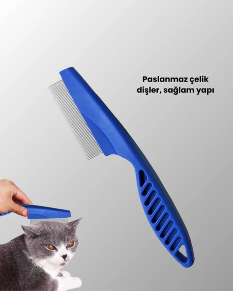 Kedi, Köpek ve Küçük Hayvanlar İçin 4 Parça Ergonomik Tarak Takımı - Resim 2