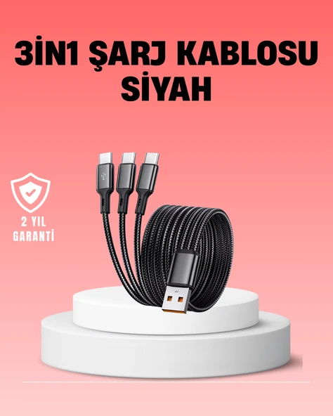 Çoklu USB Şarj Kablosu – 1,2m Hızlı Şarj, 3A Güçlü Akım ürün görseli 1