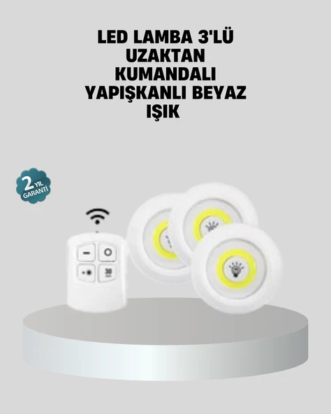Uzaktan Kumandalı 3’lü Ayarlanabilir Spot LED Işık Seti ürün görseli 1