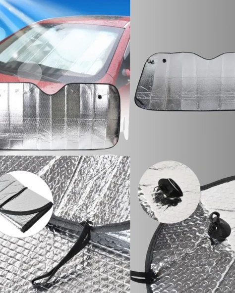 Metalize Reflektörlü Katlanabilir Araç Güneşliği – Yüksek Performanslı Isı ve UV Koruması - Resim 5