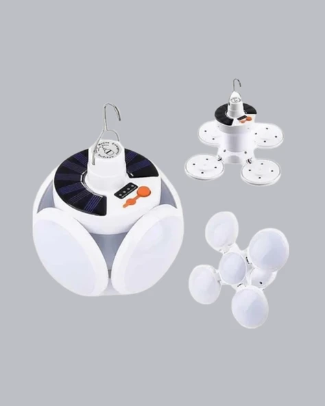 5 Kanatlı Solar Kamp Lambası – USB Şarjlı, Taşınabilir, IP65 Su Geçirmez Bahçe Lambası - Resim 4