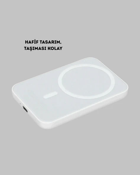 Manyetik Kablosuz Powerbank – iPhone 12/13/14/15 Uyumlu, Hızlı Şarjlı, Ultra Hafif - Resim 5
