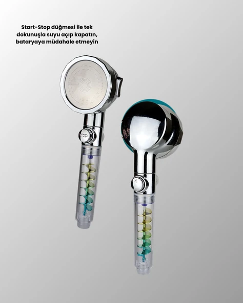 Rahatlatıcı Yağmur Etkili El Duşu – Döner Pervaneli, Dayanıklı ve Şık Tasarım - Resim 2