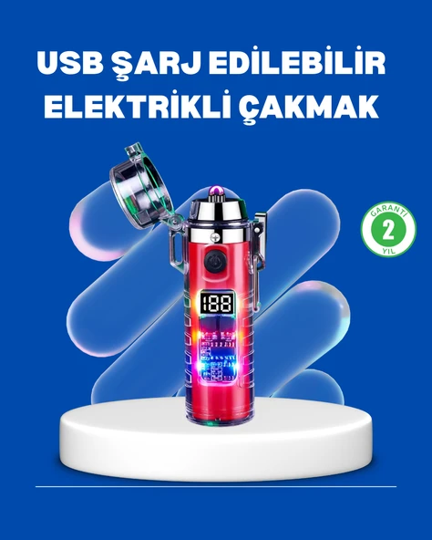 Çok Fonksiyonlu Şarjlı LED Fenerli USB Çakmak ürün görseli 1