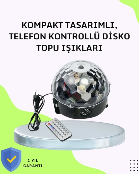 Ev ve Parti İçin Masaüstü Bluetooth Disko Topu Işık Gösterisi ürün görseli 1