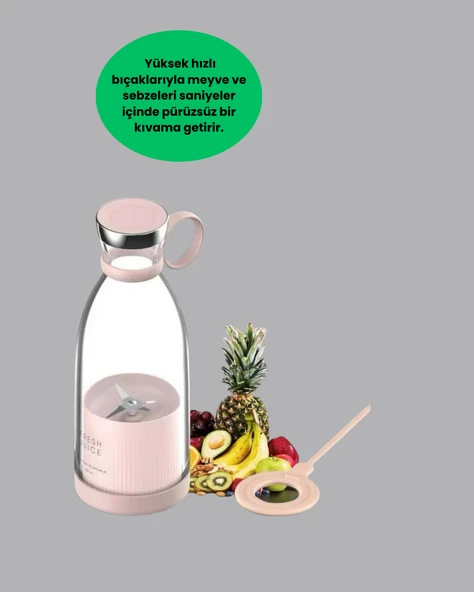 Pembe ve Beyaz Renk Seçenekli Mini Boy Meyve Sıkıcı - Resim 4