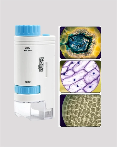 ABS Gövdeli Öğrenci ve Hobi Mikroskobu – Mavi Renk - Resim 3