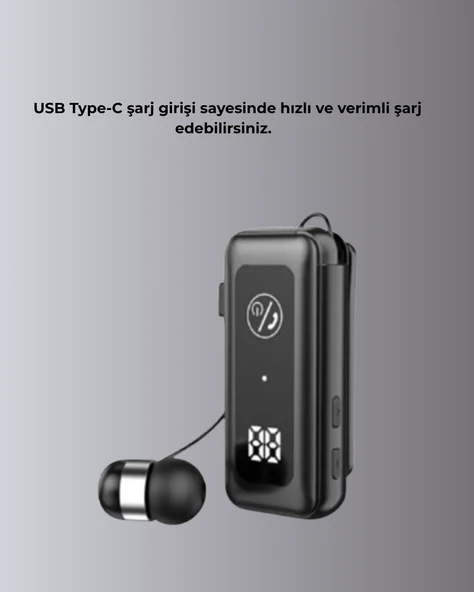Dijital Ekranlı ve Hızlı Şarjlı Bluetooth 5.2 Makaralı Kulaklık - Resim 3