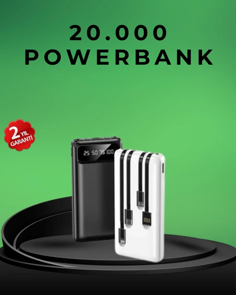 Kamp ve Seyahat İçin 20.000mAh LED Işıklı Hızlı Şarj Powerbank ürün görseli 1