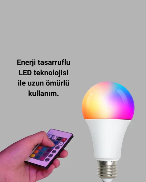 A Kalite 2025 RGB LED Ampul Uzaktan Kumandalı 16 Renkli Lamba - Resim 2