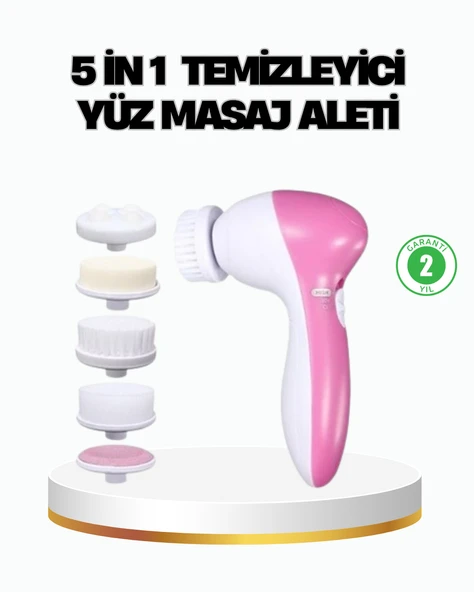 5’i 1 Arada Yüz Temizleme Cihazı – Masaj, Fırça, Peeling ve Krem Uygulama Aparatlı ürün görseli 1