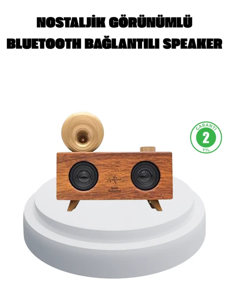 Çift Hoparlörlü Bluetooth Gramofon Speaker – FM Radyo, USB, SD Kart ve AUX Girişli ürün görseli 1