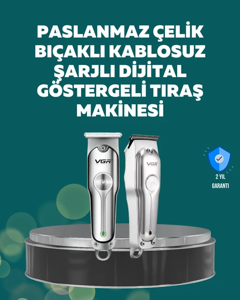 Profesyonel Saç ve Sakal Kesme Makinesi – Şarjlı, Sessiz Motor, Ayarlanabilir Tarak ürün görseli 1